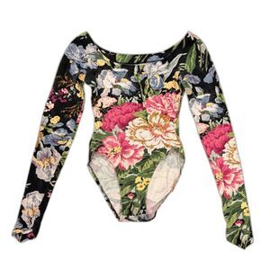 Rare VTG 80s Betsey Johnson Punk Label Floral Bodysuit Archive Small